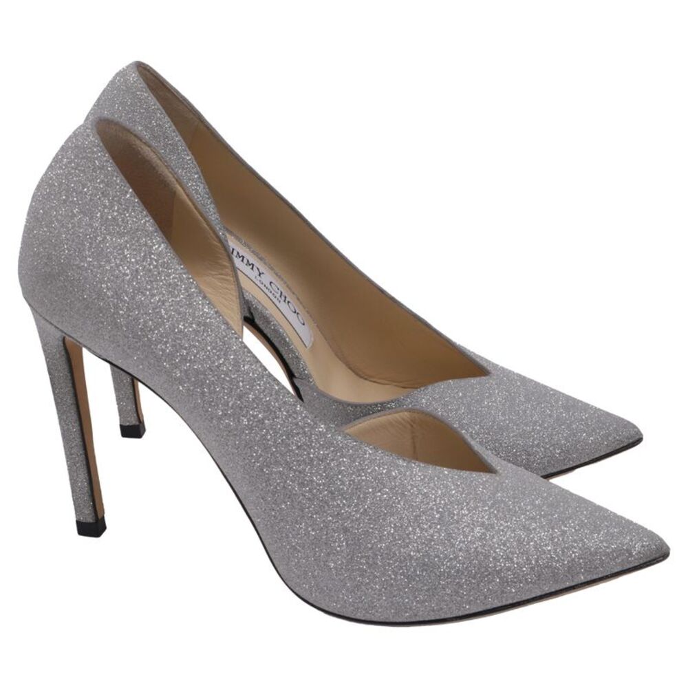 Jimmy Choo Sophia 100 Pumps in Silver Glitter